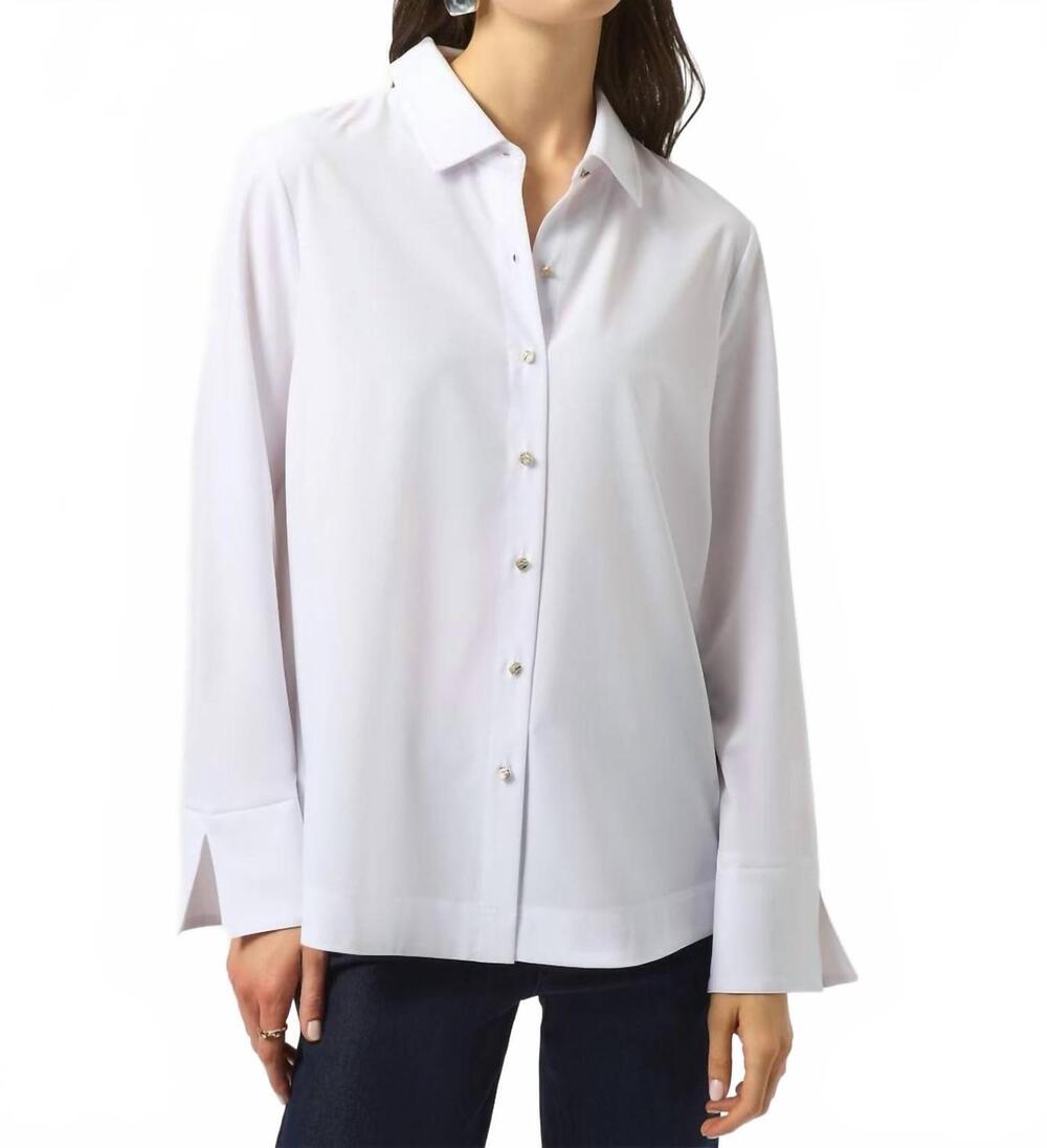 NEW JOSEPH RIBKOFF classic button closure shirt in optic white